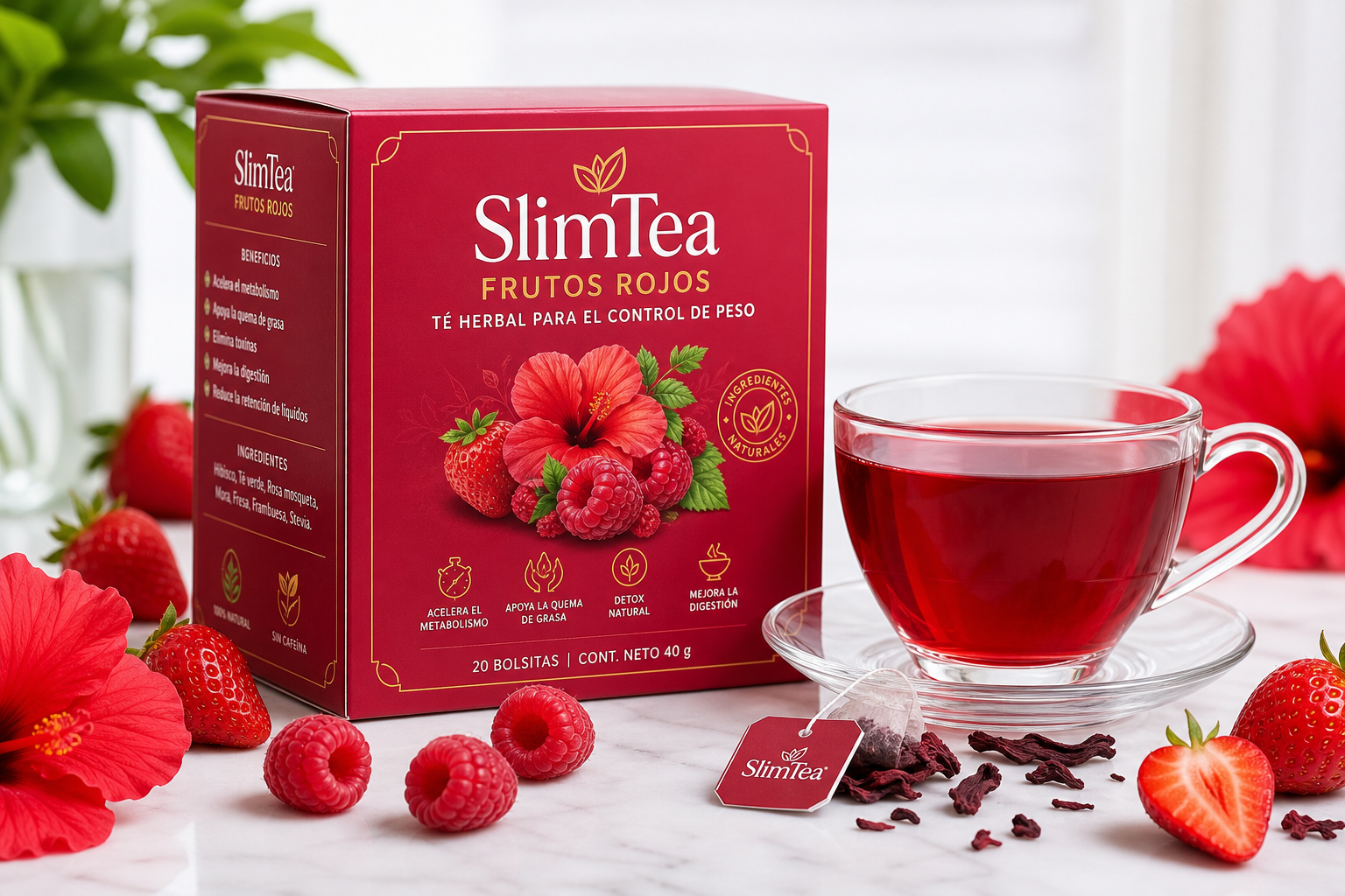 SlimTea Frutos Rojos — té herbal de frutos rojos