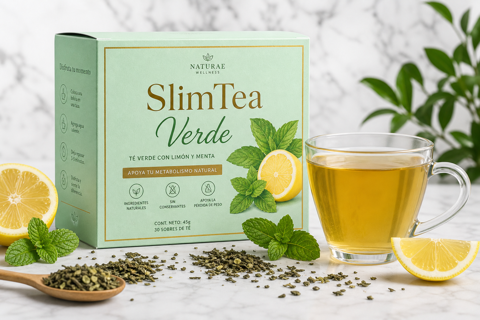 SlimTea Verde — té verde con limón y menta